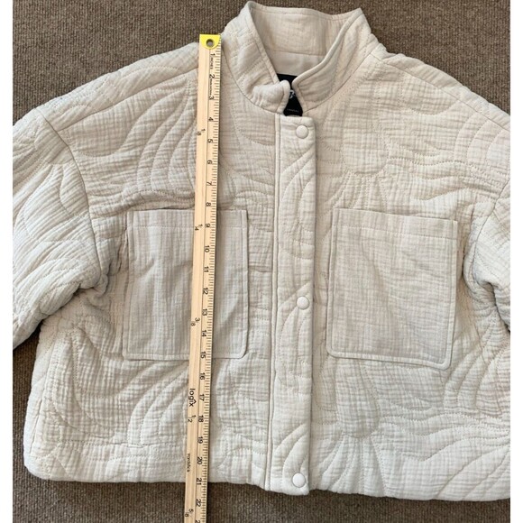 7 For All Mankind Quilted Cropped Jacket Womens L Lined Cotton Puffer - Picture 5 of 9